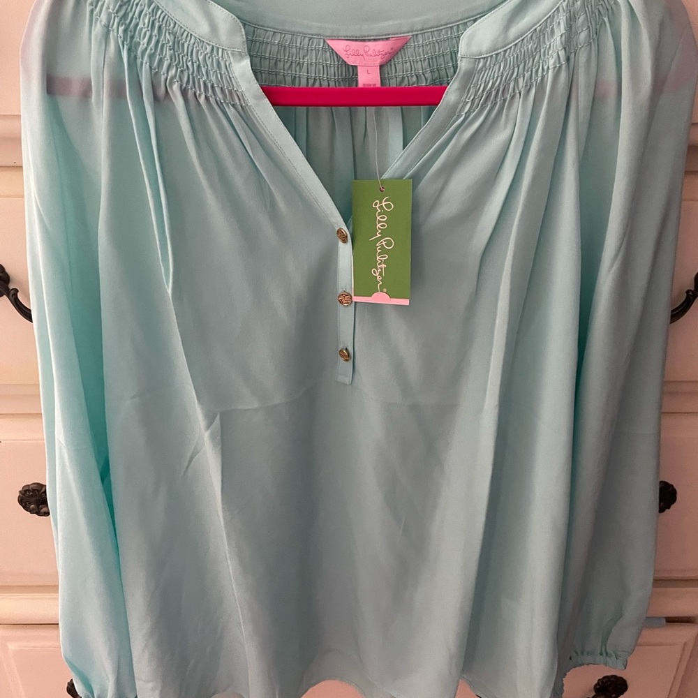 Lilly Pulitzer sea salt blue Elsa top